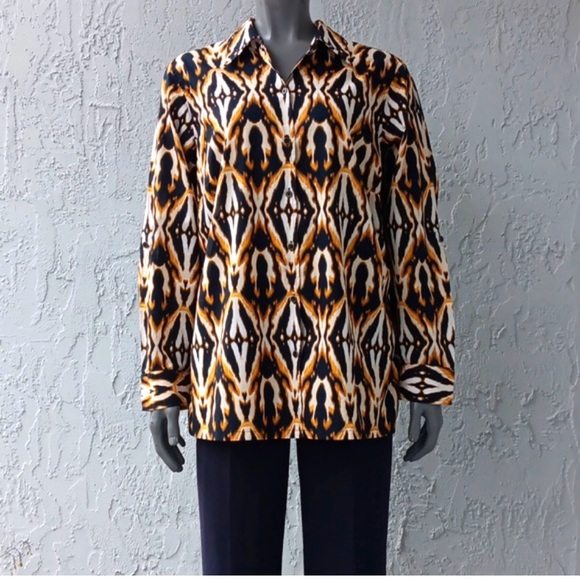 Jones New York Tops - Animal Print Blouse Top Cotton Button Down Large
